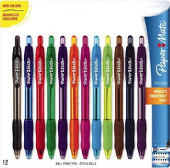 Paper Mate - 1.4mm Ball Point Retractable Pen - Assorted Colors - Apex Tool & Supply