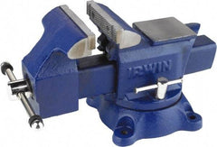 Irwin - 4-1/2" Jaw Width, 4" Opening Capacity, 2-3/8" Throat Depth, Steel Stationary Bench Vise - Bolt Down Base Attachment, Anvil - Apex Tool & Supply