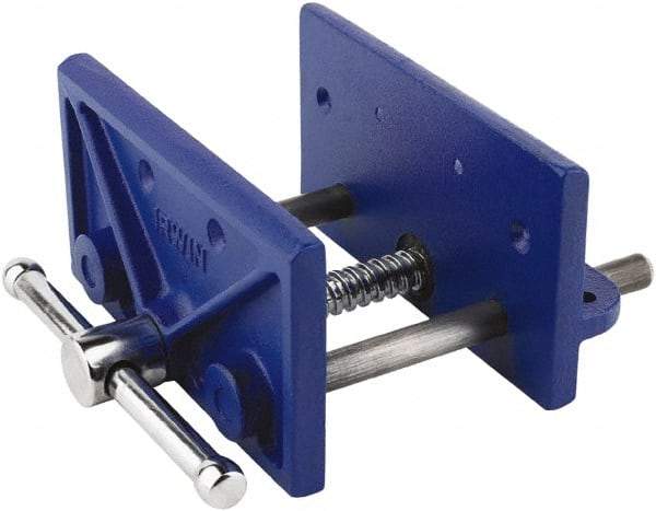 Irwin - 6-1/2" Jaw Width, 4-1/2" Jaw Opening, 2" Throat Depth, Woodworking Vise - Standard Spindle - Apex Tool & Supply