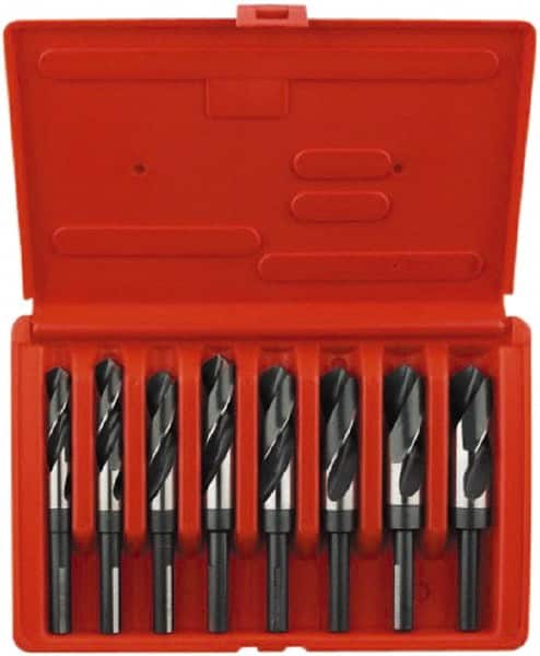 Irwin - 9/16 to 1", 118° Point, Bright Finish, High Speed Steel Reduced Shank Drill Bit Set - Apex Tool & Supply