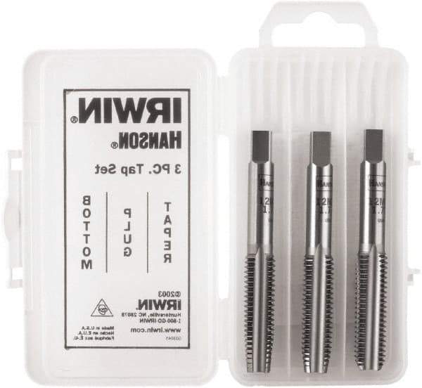 Irwin Hanson - 3/8-24 UNF, 4 Flute, Bottoming, Plug & Taper, Bright Finish, Carbon Steel Tap Set - Right Hand Cut, 2B Class of Fit, Series Hanson - Apex Tool & Supply