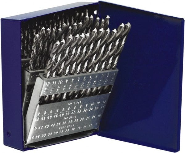 Irwin - 0.04 to 0.228", 118° Point, Bright Finish, High Speed Steel Jobber Length Drill Bit Set - Apex Tool & Supply