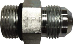 Parker - 1/4" Tube OD, 37° Steel Flared Tube Straight Thread Connector - 5/16 UNF, Flare x SAE-ORB Ends - Apex Tool & Supply
