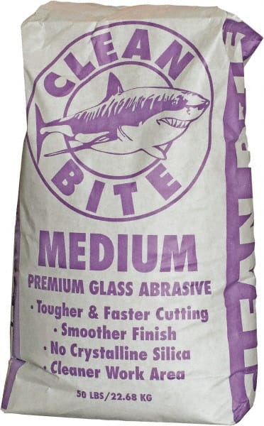 NC Minerals - Medium Grade Angular Crushed Glass - 40 to 80 Grit, 50 Lb Bag - Apex Tool & Supply