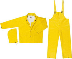 MCR Safety - Size M, Yellow, Rain Encapsulated Suit - Detachable Hood, Take Up Snaps Ankle, Take Up Snaps Wrist - Apex Tool & Supply