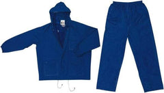 MCR Safety - Size XL, Blue, Rain, Disposable Encapsulated Suit - Attached Hood, Elastic Wrist - Apex Tool & Supply