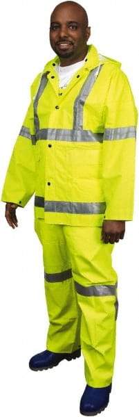 MCR Safety - Size S, High Visibility Lime, Rain, Disposable Encapsulated Suit - Detachable Hood, Take Up Snaps Ankle, Take Up Snaps Wrist - Apex Tool & Supply