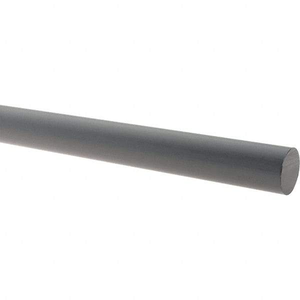 Made in USA - 5' Long, 7/8" Diam, PVC Plastic Rod - Gray - Apex Tool & Supply
