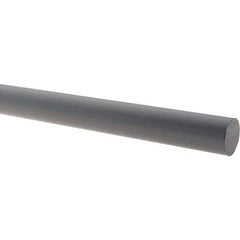 Made in USA - 5' Long, 1/2" Diam, PVC Plastic Rod - Gray - Apex Tool & Supply