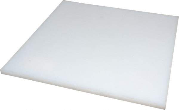 Made in USA - 3/8" Thick x 12" Wide x 1' Long, Polyethylene (UHMW) Sheet - White, ±0.20% Tolerance - Apex Tool & Supply
