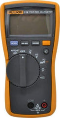 Fluke - 114, CAT III, 600 VAC/VDC, Digital True RMS Auto Ranging Manual Ranging Multimeter - 40 mOhm, Measures Voltage, Capacitance, Current, Resistance - Apex Tool & Supply