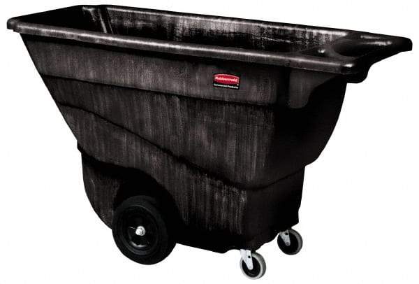 Rubbermaid - 450 Lb Load Capacity, 1/2 Cu Yd, Polyethylene Tilt Truck - 26-7/8" Wide x 57-3/8" Long x 33-7/8" High, Black - Apex Tool & Supply