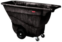 Rubbermaid - 450 Lb Load Capacity, 1/2 Cu Yd, Polyethylene Tilt Truck - 26-7/8" Wide x 57-3/8" Long x 33-7/8" High, Black - Apex Tool & Supply
