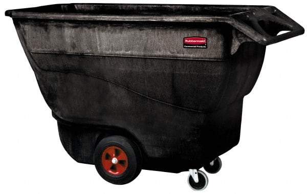 Rubbermaid - 1,250 Lb Load Capacity, 1 Cu Yd, Structural Foam Tilt Truck - 33-1/2" Wide x 70-3/4" Long x 42-1/4" High, Black - Apex Tool & Supply