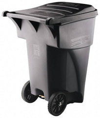 Rubbermaid - 95 Gal Gray Rectangle Trash Can - Polyethylene, 45.6" High x 35.4" Long x 27.3" Wide - Apex Tool & Supply