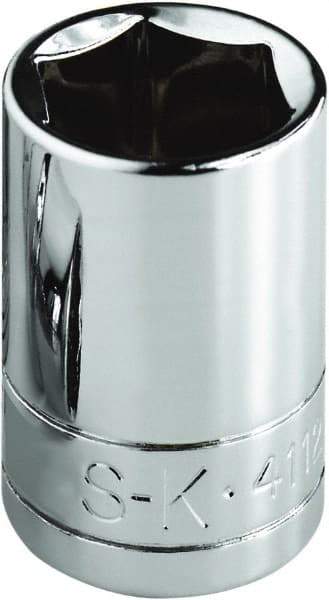 SK - 1-1/4", 1/2" Drive, Standard Hand Socket - 6 Points, Steel, Chrome Finish - Apex Tool & Supply