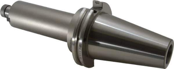 Accupro - CAT50 Taper Shank 3/4" Pilot Diam Shell Mill Holder - 6" Flange to Nose End Projection, 3/8-24 Lock Screw, Through-Spindle & DIN Flange Coolant - Exact Industrial Supply