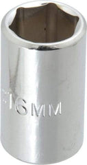 Proto - 1/2" Drive, Standard Hand Socket - 6 Points, 1-1/2" OAL, Chrome Finish - Apex Tool & Supply