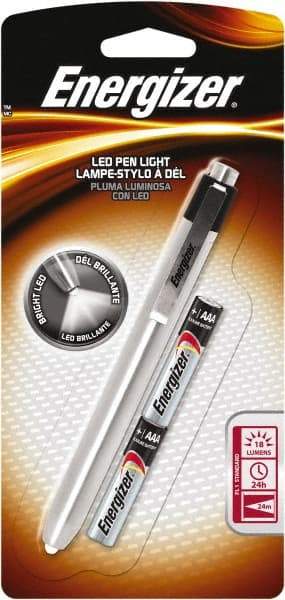Energizer - White LED Bulb, 21 Lumens, Mini Flashlight - Silver Stainless Steel Body, 2 AAA Batteries Included - Apex Tool & Supply