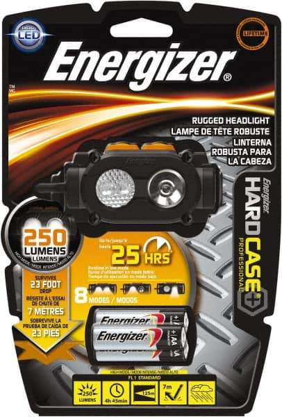 Energizer - 2 Red, Green, White LED Bulb, 160 Lumens, Hands-free Flashlight - Black, Gray Plastic Body, 3 AA Alkaline Batteries Included - Apex Tool & Supply