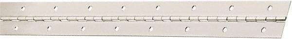 National Mfg. - 30" Long x 1-1/2" Wide, Steel Satin Nickel Coating Continuous Hinge - 0.042" Thick with Holes - Apex Tool & Supply