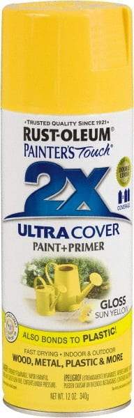 Rust-Oleum - Sun Yellow, Gloss, Enamel Spray Paint - 8 to 12 Sq Ft per Can, 12 oz Container - Apex Tool & Supply