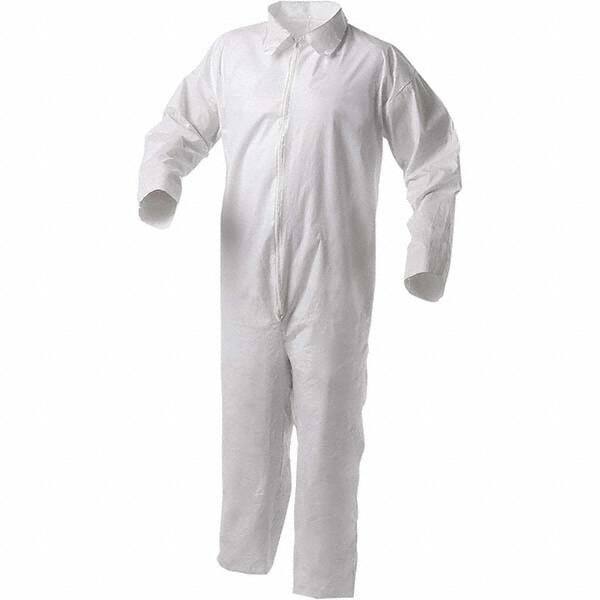 KleenGuard - Size 4XL Film Laminate General Purpose Coveralls - White, Zipper Closure, Open Cuffs, Open Ankles, Serged Seams - Apex Tool & Supply