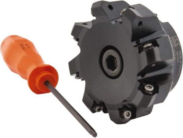 Kennametal - 3" Cut Diam, 1" Arbor Hole, 3.23mm Max Depth of Cut, 45° Indexable Chamfer & Angle Face Mill - 8 Inserts, HNGJ 0604... Insert, Right Hand Cut, 8 Flutes, Through Coolant, Series Dodeka Mini - Apex Tool & Supply