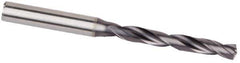Kennametal - #12 Spiral Flute Solid Carbide Screw Machine Drill Bit - Multilayer TiAlN Finish, Right Hand Cut, 28mm Flute Length, 66mm OAL, Standard Point, Straight Shank, Through Coolant - Apex Tool & Supply