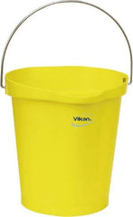 Vikan - 3 Gal, Polypropylene Round Yellow Single Pail with Pour Spout - Handle Included - Apex Tool & Supply
