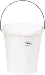 Vikan - 3 Gal, Polypropylene Round White Single Pail with Pour Spout - Handle Included - Apex Tool & Supply