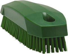 Vikan - 0.7" Bristle Length, Polyester Scrub Brush - 1-1/2" Wide Head, 4-1/2" OAL, Green, Polypropylene Block - Apex Tool & Supply