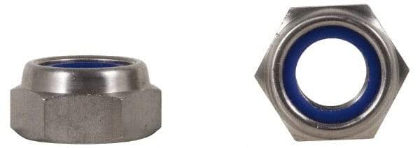 Value Collection - 1/4-20 UNC 18-8 Heavy Hex Lock Nut with Nylon Insert - 1/2" Width Across Flats, 9/32" High, Uncoated - Apex Tool & Supply