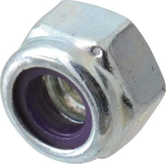 Value Collection - 1/4-20 UNC Grade B Hex Lock Nut with Nylon Insert - 7/16" Width Across Flats, 5/16" High, Zinc-Plated Finish - Apex Tool & Supply