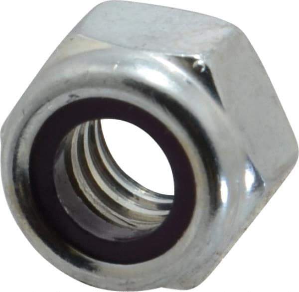 Value Collection - 5/16-18 UNC Grade B Hex Lock Nut with Nylon Insert - 1/2" Width Across Flats, 11/32" High, Zinc-Plated Finish - Apex Tool & Supply