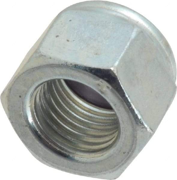 Value Collection - 3/8-24 UNF Grade B Hex Lock Nut with Nylon Insert - 9/16" Width Across Flats, 29/64" High, Zinc-Plated Finish - Apex Tool & Supply