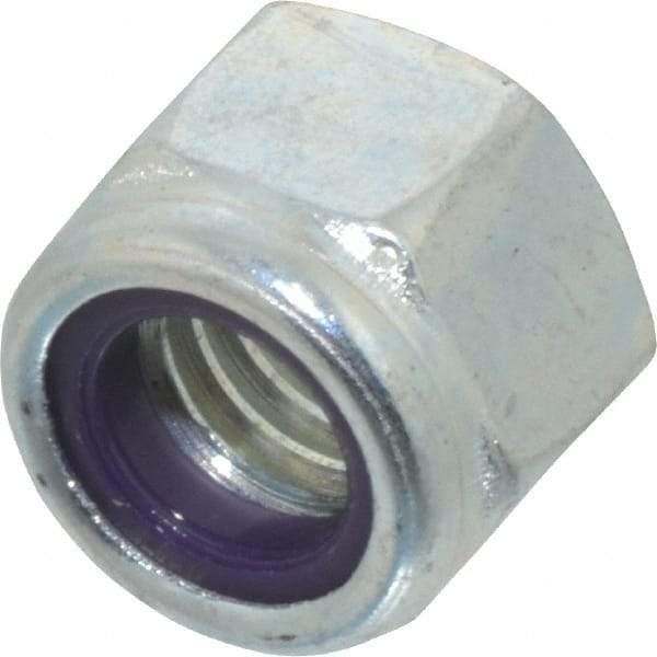 Value Collection - 3/8-16 UNC Grade B Hex Lock Nut with Nylon Insert - 9/16" Width Across Flats, 29/64" High, Zinc-Plated Finish - Apex Tool & Supply