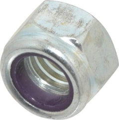 Value Collection - 7/16-14 UNC Grade B Hex Lock Nut with Nylon Insert - 5/8" Width Across Flats, 29/64" High, Zinc-Plated Finish - Apex Tool & Supply