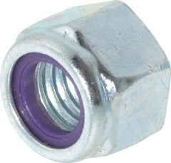 Value Collection - 1/2-13 UNC Grade B Hex Lock Nut with Nylon Insert - 3/4" Width Across Flats, 19/32" High, Zinc-Plated Finish - Apex Tool & Supply