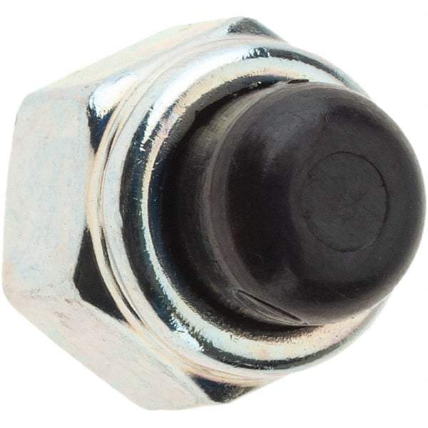 Value Collection - 1/4-28" UNF, 7/16" Width Across Flats, Zinc Plated, Steel Acorn Nut - 31/64" Overall Height, Nylon Insert Type, Grade 2 - Apex Tool & Supply