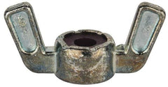 Value Collection - #10-32 UNF, Zinc Plated, Zinc Alloy Nylon-Insert Locking Wing Nut - Grade 2, 1.031" Wing Span, 1/2" Wing Span - Apex Tool & Supply