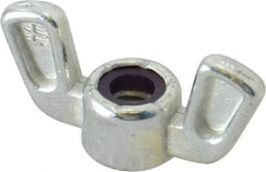 Value Collection - 1/4-20 UNC, Zinc Plated, Zinc Alloy Nylon-Insert Locking Wing Nut - Grade 2, 1-1/4" Wing Span, 19/32" Wing Span - Apex Tool & Supply