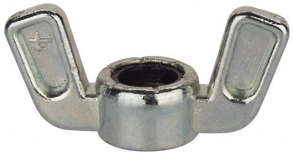 Value Collection - 3/8-16 UNC, Zinc Plated, Zinc Alloy Nylon-Insert Locking Wing Nut - Grade 2, 1-1/2" Wing Span, 0.718" Wing Span - Apex Tool & Supply