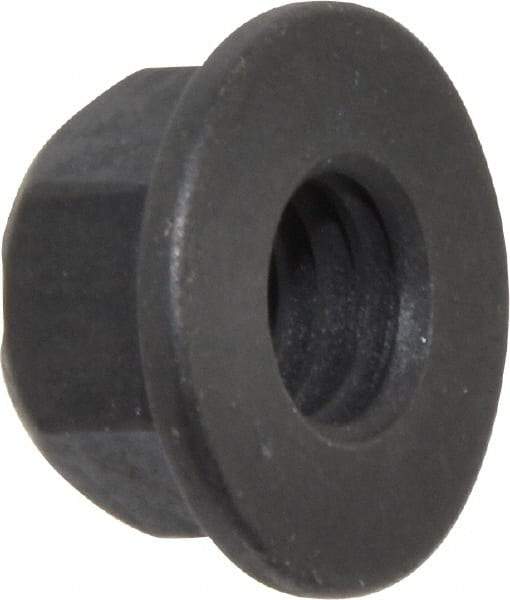 Value Collection - 3/8-16 UNC Grade G Hex Flange Lock Nut with Distorted Thread - 9/16" Width Across Flats, 27/64" High, Phosphate & Oil Finish - Apex Tool & Supply