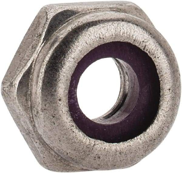 Value Collection - #10-24 UNC 18-8 Hex Lock Nut with Nylon Insert - 3/8" Width Across Flats, 3/16" High, Uncoated - Apex Tool & Supply