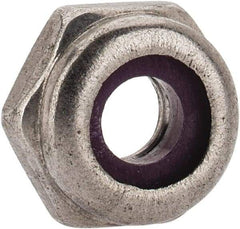 Value Collection - #10-24 UNC 18-8 Hex Lock Nut with Nylon Insert - 3/8" Width Across Flats, 3/16" High, Uncoated - Apex Tool & Supply