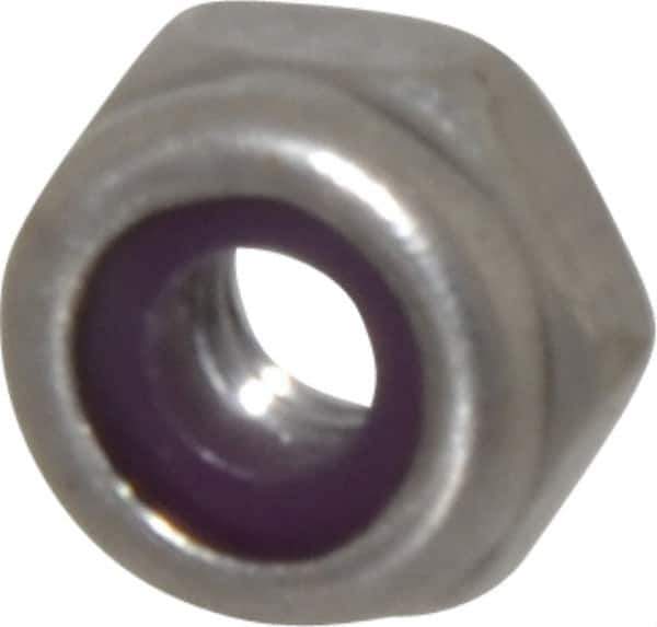 Value Collection - #8-32 UNC 18-8 Hex Lock Nut with Nylon Insert - 11/32" Width Across Flats, 3/16" High, Uncoated - Apex Tool & Supply