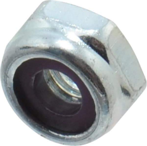 Value Collection - #10-32 UNF Grade 2 Hex Lock Nut with Nylon Insert - 3/8" Width Across Flats, 3/16" High, Zinc-Plated Finish - Apex Tool & Supply