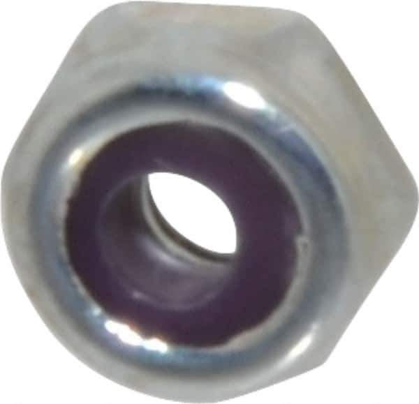 Value Collection - #4-40 UNC Grade 2 Hex Lock Nut with Nylon Insert - 1/4" Width Across Flats, 1/8" High, Zinc-Plated Finish - Apex Tool & Supply