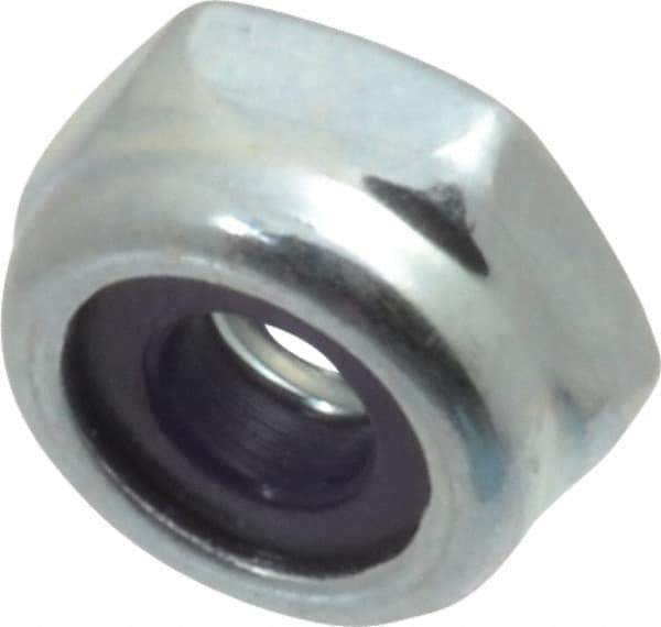 Value Collection - #8-32 UNC Grade 2 Hex Lock Nut with Nylon Insert - 11/32" Width Across Flats, 3/16" High, Zinc-Plated Finish - Apex Tool & Supply